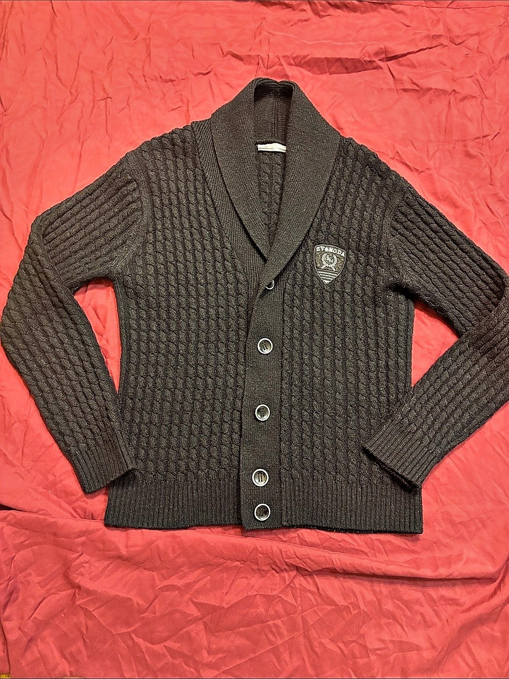 SD & MODA Men's Cable Knit Shawl Collar Cardigan